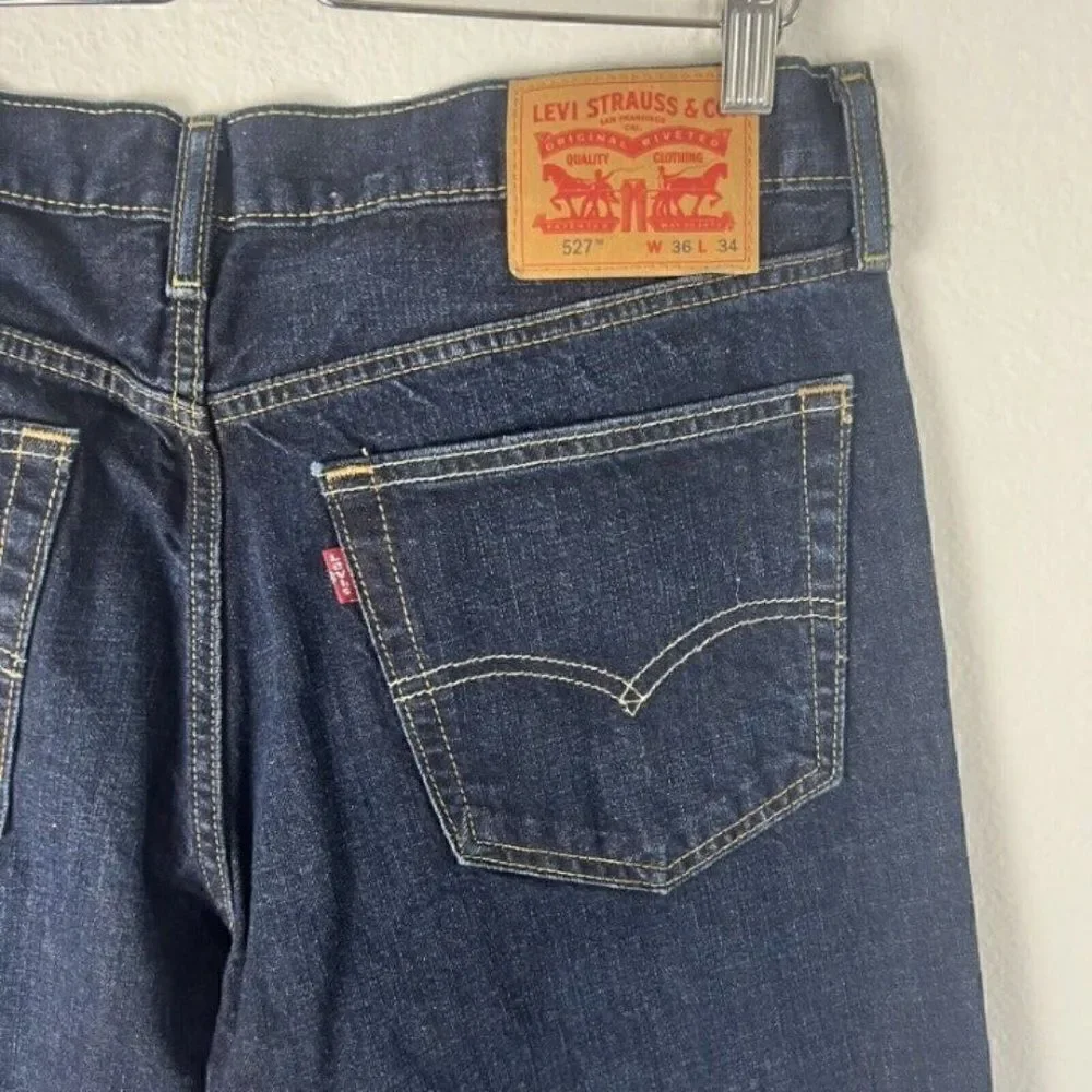 Levis 527 Men’s Bootcut Denim Jeans Dark Wash Size 36x34 100% Cotton